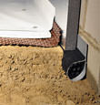 A crawl space encapsulation and insulation system, complete with drainage matting for flooded crawl spaces in Rifle