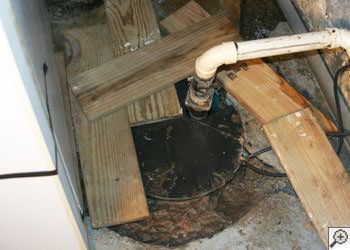An ugly, clogged sump pump system in Gunnison, Colorado
